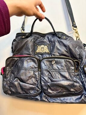 Womens Metallic Juicy Couture Satchel Y2K Daydreamer Bag with Gold Hardware